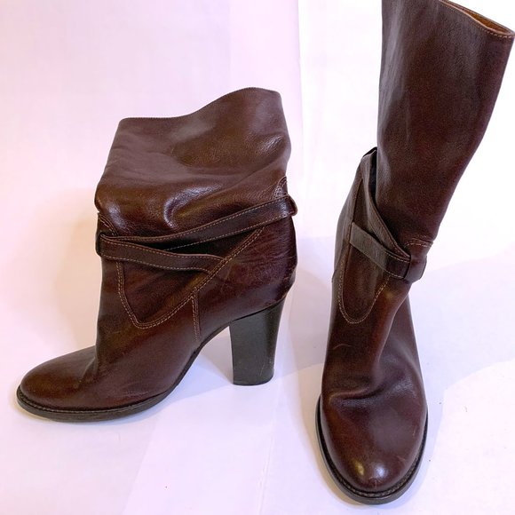 J. Crew Expresso/Chesnut Brown Italian Leather Mid Boot - Picture 1 of 4